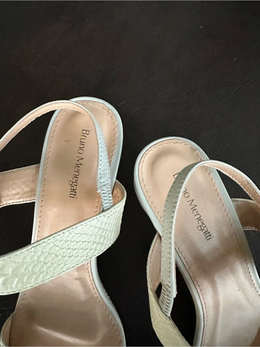 Ivory Textured Leather Strap Sandals - Women